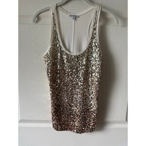 Express‎ Gold Sequin Tank Going Out Top XS Festival Rave McBling Indie Sleaze